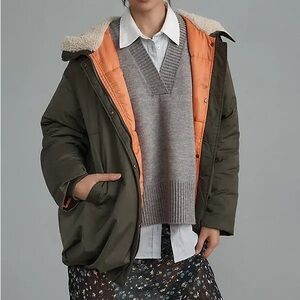 Pilcro green collared puffer jacket